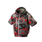 (あすつく) アタックベース_風神服半袖ジャケット(フード脱着)ミリタリーレッド M 8845 風神服 熱中症 熱中症対策 風 ファン 24V