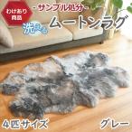 【わけあり価格】 サンプル処分 洗えるムートンラグ 長毛 4匹サイズ グレー ムートン ラグ ペット キャンプ アウトドア ニュージーランド 天然 ソファ 送料無料