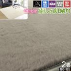ラグ 2畳 185×185cm 洗える 秋冬 ホットカーペット対応 こたつ敷き ふんわり ウレタン グレージュ アイボリー 正方形 寒さ対策 二畳 / エコファー /