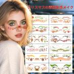 クリスマステーマ 貼るメイク そばかす 顔 タトゥー キラキラ フェイス シール 子供 ダンス 耐水 耐汗