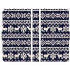 Android One 各種 S10 S9 S8 S7 S6 S5 X5 X4 手帳型 スマホ ケース カバー ノルディック柄 C 冬 雪 雪の結晶 ニット 鹿 シカ