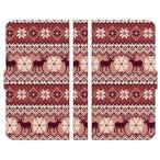 手帳型 マルチ スマホ ケース カバー ノルディック柄 G 冬 雪 雪の結晶 ニット 鹿 シカ カウチン ボーダー