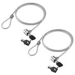 ABINECS パソコン ワイヤー ロック (1.2m 2個セット) 鍵付き 盗難対策 セキュリティー対策 ノートパ