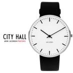 ARNE JACOBSEN アルネ ヤコブセン CITY HALL 40mm 53202-2001 WATCH シティ ホール ウォッチ ホワイト レザー ブラック 腕時計 クオーツ お取り寄せ