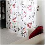 花柄レースカーテン オパールプリントレース RH434茜 サイズオーダー 巾151〜200cm×丈251〜300cm OKC5