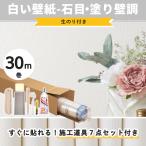 壁紙 30m のり付き 白 ホワイト 石目調 塗り壁調 無地 クロス おしゃれ 張り替え diy 生のり付き のりつき 初心者セット JQ