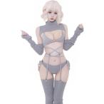 ショッピングセクシー 童貞を殺すセーター ロリータ ニット ビキニ セーター セクシー ハイネック ファッション おもしろ コスプレ服 トップス ビキニ 手袋 靴下 ガーター 7点