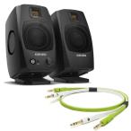 ADAM D3V Black + OYAIDE製高品質オーディオケーブルセット(TRS-TRS 1.0m)(ペア)(国内正規品)(アダム)(モニタースピーカー)(ブラック)(オヤイデ)