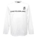 30％OFF カステルバジャック 単色ロゴプリント 長袖丸首Ｔシャツ (白) (M)(L)TS*02721437130101