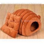 猫ハウス 猫ベッド ドーム型 犬猫 マット クッション 寒さ対策 保温防寒キャットハウス　色カーキ