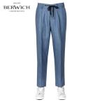 【SALE/返品・交換不可】ベルウィッチ BERWICH / 25SS リネンポプリン1プリーツドローコードパンツ「SAKE GYM」(BLUEBERRY/ソフトブルー)