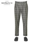 ショッピングSALE品 【SALE】ベルウィッチ BERWICH ／ 25-26AW MARZOTTOウールフランネルグレンチェックサイドアジャスター2プリーツパンツ「SCOTCH」（BROWN／グレー×ブラウン）