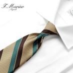 【SALE】フランチェスコマリーノ Francesco Marino / 25SS シルクジャカードストライプネクタイ「26185」(ゴールド×ブラウン×ターコ