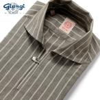 【SALE/返品・交換不可】ジャンジ GIANGI / 25SS 製品洗いコットンピンポイントオックスフォードストライプカプリシャツ「9944」(ブラウン×ホワイト×