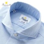 ショッピングSALE品 【SALE】ジャンネット Giannetto ／ 25-26AW 製品洗いコットンオックスフォードホリゾンタルカラーシャツ「84（VINCI FIT）」（サックスブルー）