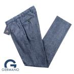 ジェルマーノ GERMANO ／ 24SS 製品洗いコットンシャンブレー1プリーツパンツ「421G-8804」（インディゴブルー）