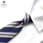 ルイジボレッリ LUIGI BORRELLI / 25SS シルクイレギュラーオックスレジメンタルネクタイ「456011」(ネイビー×ホワイト)