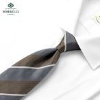 ルイジボレッリ LUIGI BORRELLI ／ 26SS シルクジャカードレジメンタルネクタイ「621011」（アッシュブラウン×ブルーグレー×グレー）