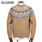 ショッピングノルディック スローン SLOANE ／ ウールアルパカ3ゲージヨーク編みノルディック柄クルーネックニット「SL10W-981」（キャメル）
