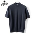 【SALE/返品・交換不可】サンモリッツ S.Moritz / 25SS ドライコットン14ゲージ半袖モックネックニット「LU1MC CR14R」(ネイビー)