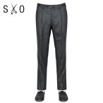 ショッピングSALE品 【SALE】エスオー SO ／ ウールストレッチフランネル1プリーツパンツ「ST22」（チャコールグレー）