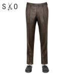 ショッピングSALE品 【SALE】エスオー SO ／ ウールストレッチフランネル1プリーツパンツ「ST22」（ブラウン）