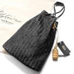 ティベリオフェレッティ TIBERIO FERRETTI ／ 通年定番品 ／ イントレチャートレザードローストリングバッグ「Secchiello」（ブラック）
