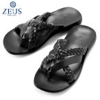【SALE/返品・交換不可】ゼウス ZEUS / 25SS バケッタレザーメッシュクロスストラップトングサンダル「1400」(NERA/ブラック)