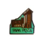 ピンバッチ ピンズ フランス 建物 PAPA PIZZA ピンバッジ 留め具付き レトロ