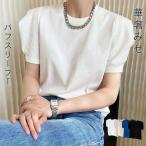 カットソー レディース ボリュームスリーブTシャツ 半袖 tシャツ ス パフスリーブ きれいめ 春 夏 大きいサイズ カジュアル 細身 着痩せ  綿