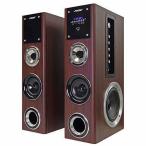 FUZE Bluetooth対応 アンプ内蔵 デュアルウーファー タワースピーカー TSX250BT 木目 コンパクトサイズ 重低音 臨場感 音声最大
