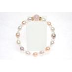 ブレスレット淡水パール＆ローズクォーツ