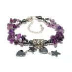 パワーストーンさざれヘマタイトブレスレット誕生石２月「アメジスト」天然石パ...