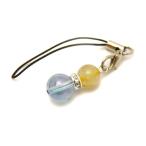 アクアオーラ＆ルチルクォーツひょうたんストラップ天然石の携帯ストラップ・ス...