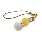 ブルーレース＆ルチルクォーツひょうたんストラップ天然石の携帯ストラップ・ス...