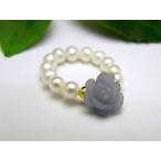 エンジェライト3Aランクと淡水パールの薔薇リング・指輪立体バラ彫刻と真珠使...