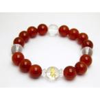 水晶金彫り守護梵字1ポイントレッドメノウブレスレット天然石風水パワーストーン