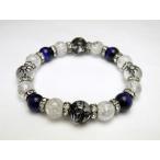 トライバル模様サン水晶×クラック水晶×マリンブルータイガーアイ数珠天然石ブ...