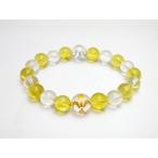 ユリの紋章 フレア彫り本水晶 金銀彫り 12mm 2ポイント シトリン＆水晶 ブレスレット 天然石 パワーストーン