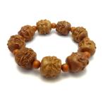 桃木 彫刻 十八羅漢 約20mm ブレスレット プチギフト 転勤 退職 お礼 母の日 敬老の日 ギフト