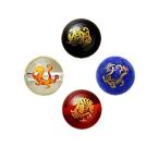 四神獣カラー玉セットラピスラズリ・水晶・赤メノウ・オニキス彫刻ビーズ10m...