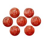七福神赤メノウ立体手彫り玉セット12mmセット彫刻ビーズ天然石パワーストーン