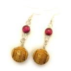 浮彫アマビエ柘植玉12mm水晶AAAピンクタイガーアイピアス天然石パワース...