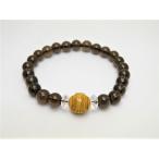 浮彫アマビエ柘植玉12mmスモーキークォーツブレスレットパワーストーン