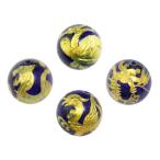 四神獣4点セットラピスラズリ金彫り彫刻ビーズ14mm玉青龍・朱雀・白虎・玄...