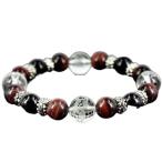 天然石四神獣ブレスレットレッドタイガーアイ＆オニキス＆四神獣水晶パワースト...