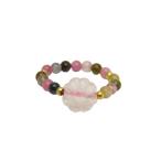 ローズクォーツ花マルチカラートルマリン指輪リングパワーストーン