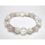 天然石四神獣ブレスレットローズクォーツ＆ムーンストーン＆四神獣水晶パワース...