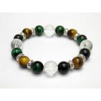 天然石四神獣ブレスレットタイガーアイ＆グリーンタイガーアイ＆四神獣水晶パワ...