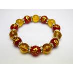 7種の梵字入り梵字レッドメノウ金彫り数珠シトリンブレスレット天然石パワーストーン